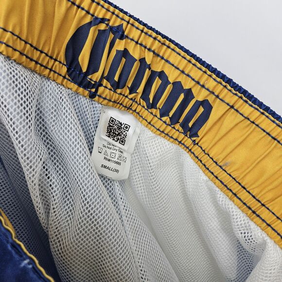 Corona Beer Board Shorts Mens Small Swim Trunks Embroidered Blue Yellow Pocket - Picture 11 of 12